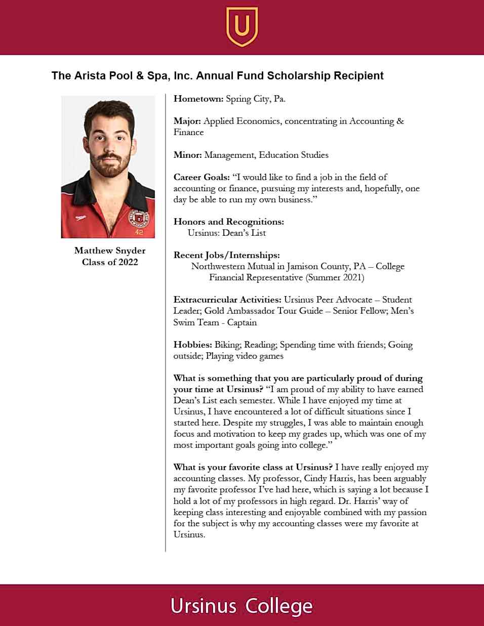 Ursinus scholarship